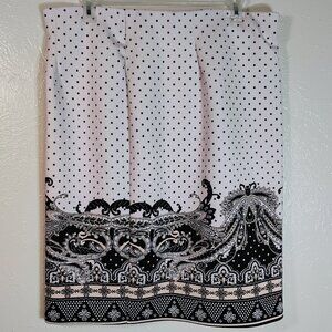 EST. 1946 Stretch Knit Pencil Skirt White Black Polka Dots Size 18/20